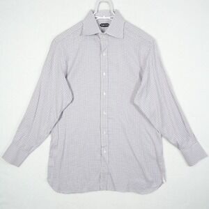 Tom Ford Men's Dress Shirt 43/17‎ Made in Italy Purple Check Long Sleeve Button